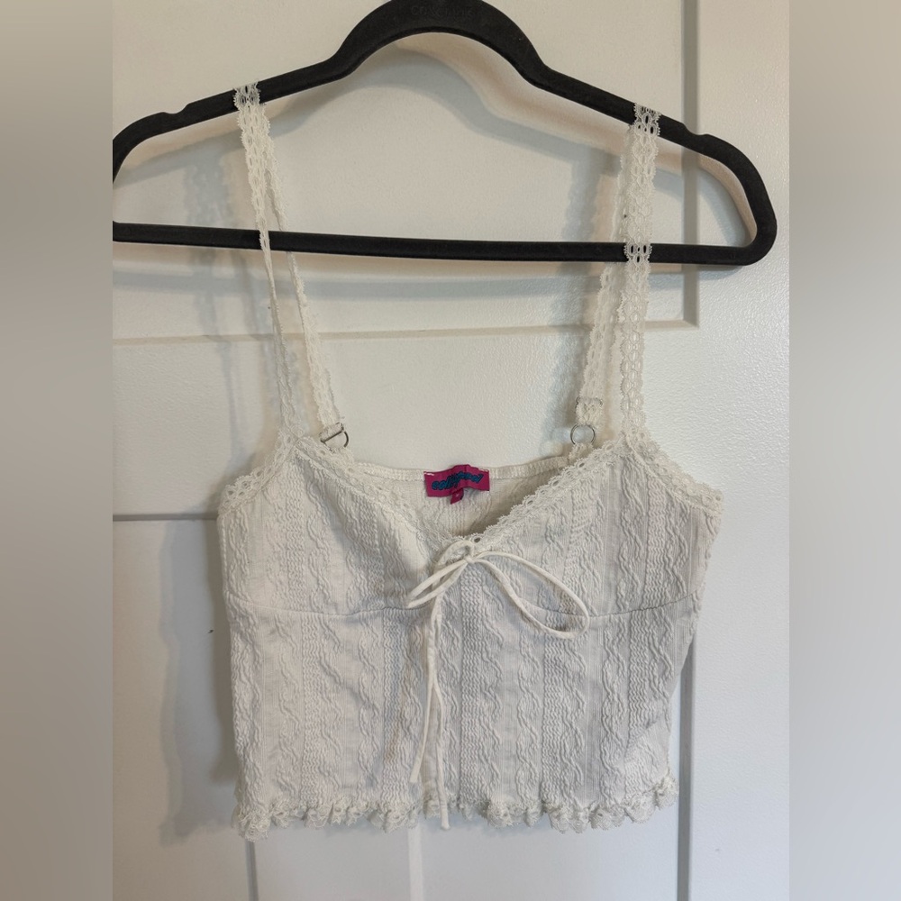 White Lace Trimmed Women's Top